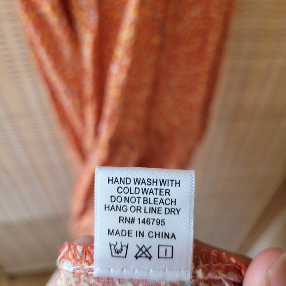 DEE ELLY Tiered Midi Orange Floral Spring and Summer Dress - Picture 5 of 6